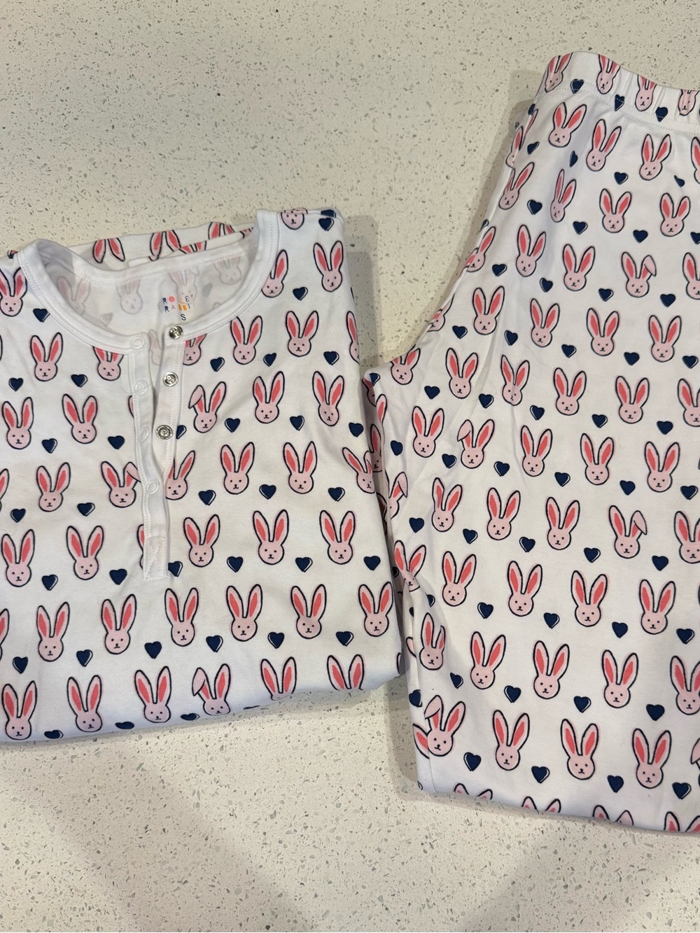 Roller Rabbit long sleeve pant Pink & Navy Bunny Pajama Set